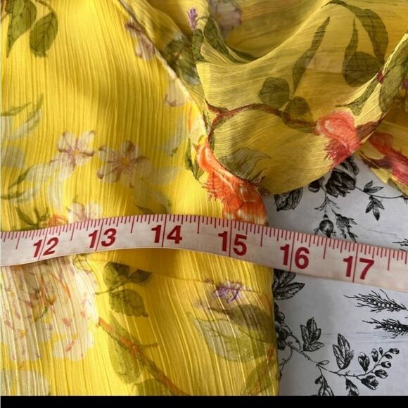 Ralph Lauren Yellow Printed Bell Sleeve Blouse - Picture 8 of 11